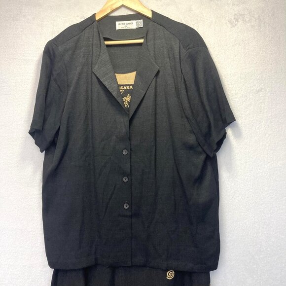 Alfred Dunner 2 Pc Blouse Skirt Set Womens 16/18 Black Giraffe Print Maxi USA - Picture 2 of 13